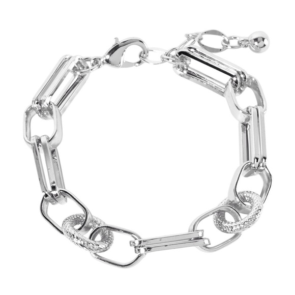 Chunky White Gold Geometric Chain Bracelet - Picture 3 of 4